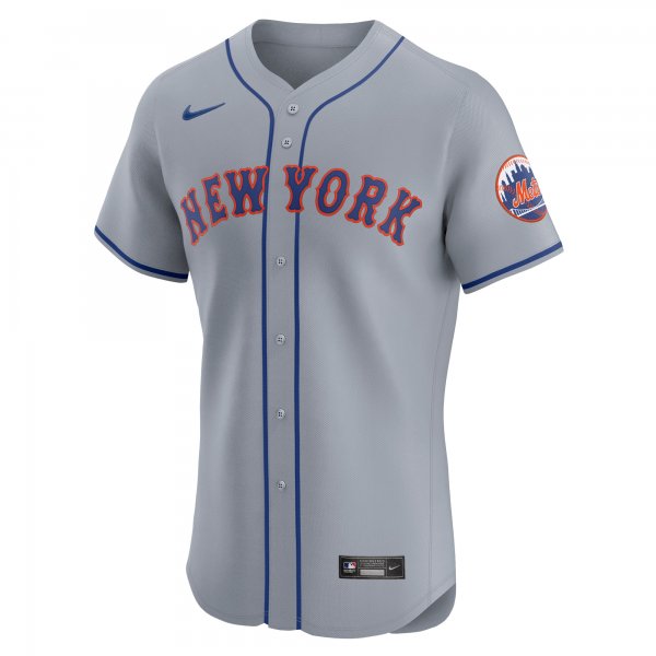 Men's New York Mets  Nike Gray Road Vapor Premier Elite Patch Jersey