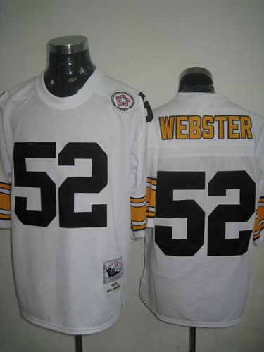 Men's Mitchell And Ness Pittsburgh Steelers #52 Mike Webster White Stitched Throwback NFL Jersey