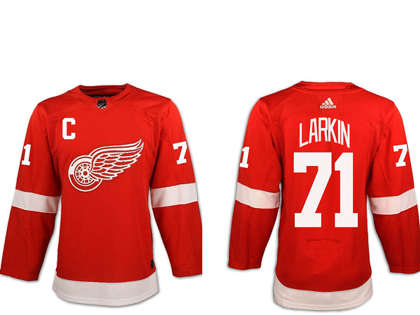 Adidas Men's Detroit Red Wings #71 Dylan Larkin Red with C Patch Home Stitched NHL Jersey