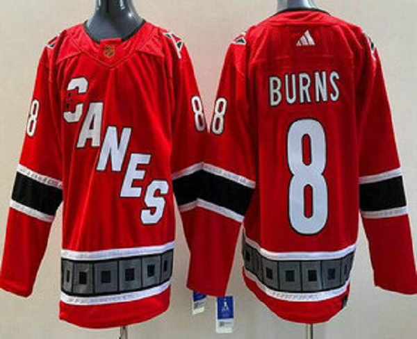 Men's Carolina Hurricanes #8 Brent Burns Red 2022 Reverse Retro NHL Jersey