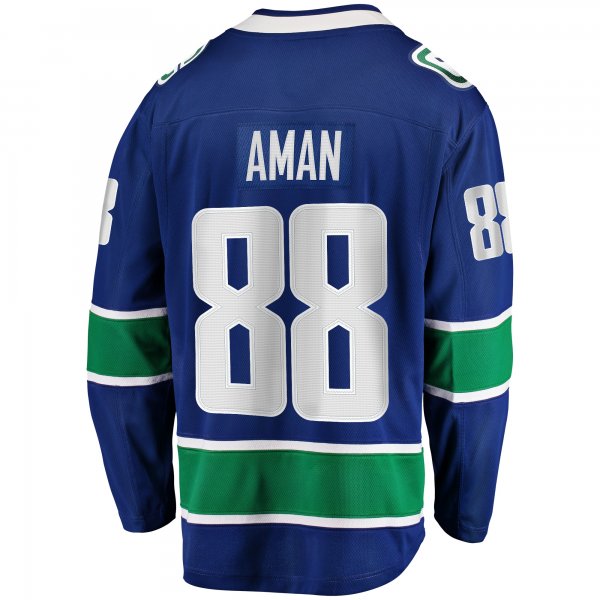 Men's Vancouver Canucks Nils Aman Fanatics Blue Home Premier Breakaway Player Jersey