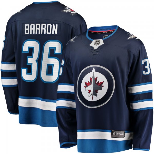 Men's Winnipeg Jets Morgan Barron Fanatics Navy Home Premier Breakaway Player Jersey