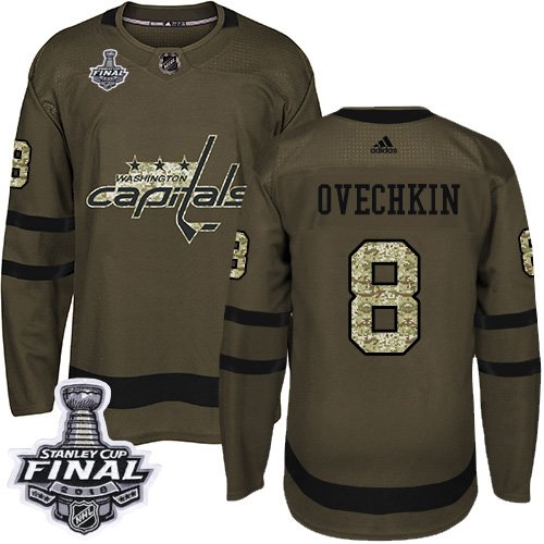 Adidas Washington Capitals #8 Alex Ovechkin Green Salute to Service 2018 Stanley Cup Final Stitched NHL Jersey