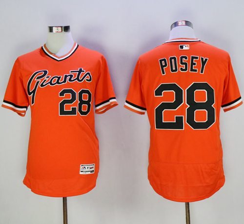 San Francisco Giants #28 Buster Posey Orange Flexbase Collection Cooperstown Stitched MLB jerseys