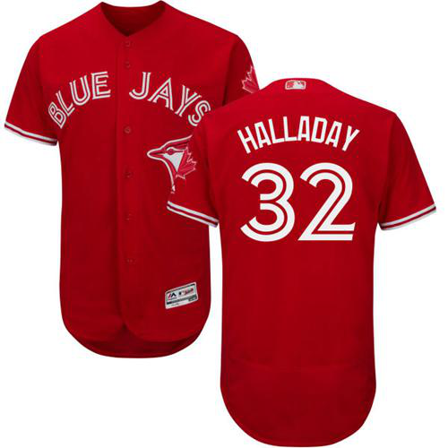 Toronto Blue Jays #32 Roy Halladay Red Flexbase Collection Canada Day Stitched MLB Jersey