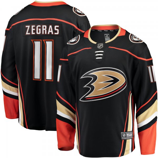 Men's Anaheim Ducks Trevor Zegras Fanatics Black Home Breakaway Player Jersey