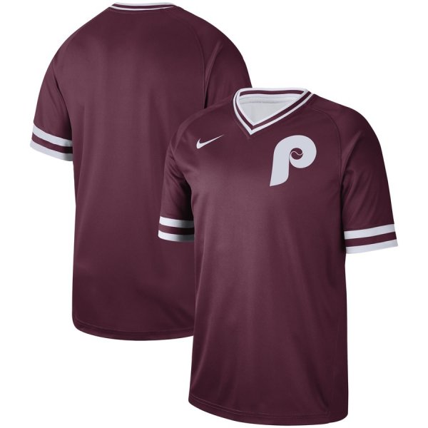 Men's Nike Philadelphia Phillies Blank Maroon Cooperstown Collection Legend V-Neck MLB Jersey