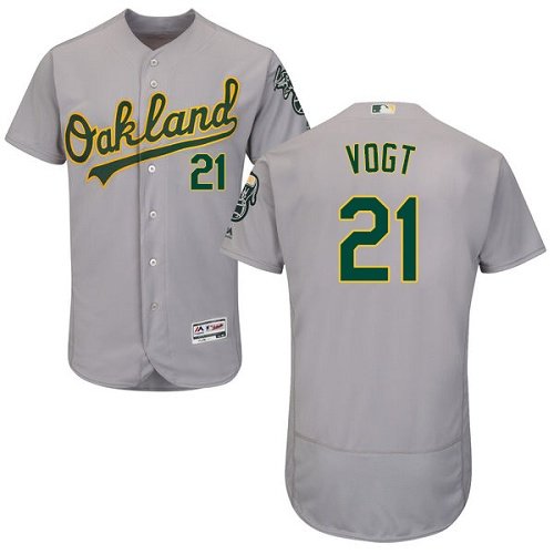 Oakland Athletics #21 Stephen Vogt Grey Flexbase Collection Stitched MLB Jersey