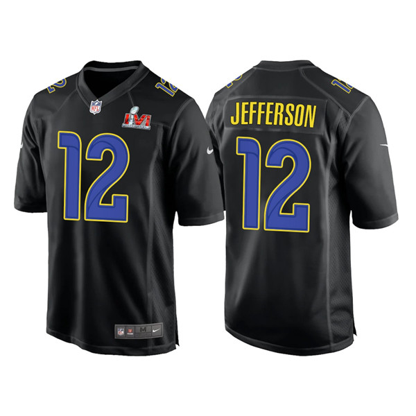 Men's Los Angeles Rams #12 Van Jefferson Black 2022 Super Bowl LVI limited Stitched Jersey