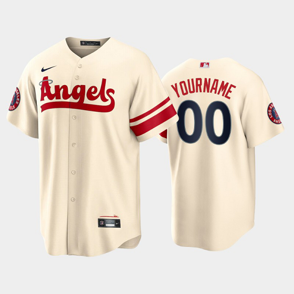 Men's Los Angeles Angels Custom 2022 City Connect Cream Cool Base MLB Jersey