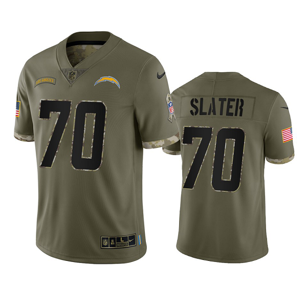 Los Angeles Chargers Rashawn Slater Olive 2022 Salute To Service Limited Jersey #70