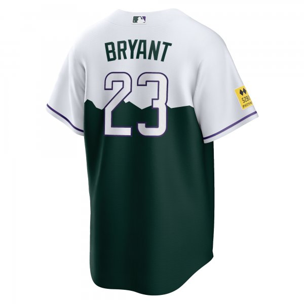 Men's Colorado Rockies Kris Bryant Nike White/Forest Green City Connect Replica Player Jersey