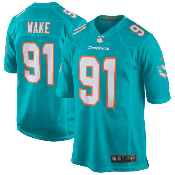 Men's Nike Miami Dolphins #91 Cameron Wake Aqua New 2018 Game Jersey