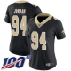 Women's New Orleans Saints #94 Cameron Jordan Black Team ColorStitched NFL 100th Season Vapor Limited Jersey