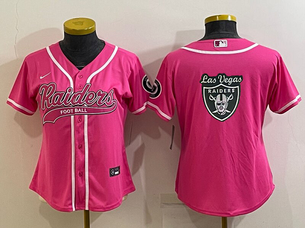 Women's Las Vegas Raiders Blank Pink Stitched Baseball Cool Base Jersey