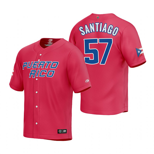 Puerto Rico Baseball Hector Santiago Red 2023 World Baseball Classic Jersey