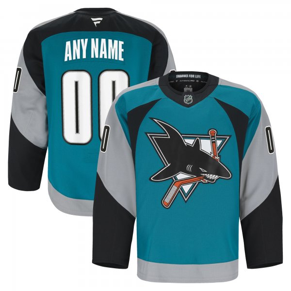 Men's San Jose Sharks  Teal Alternate Authentic Pro Custom Jersey