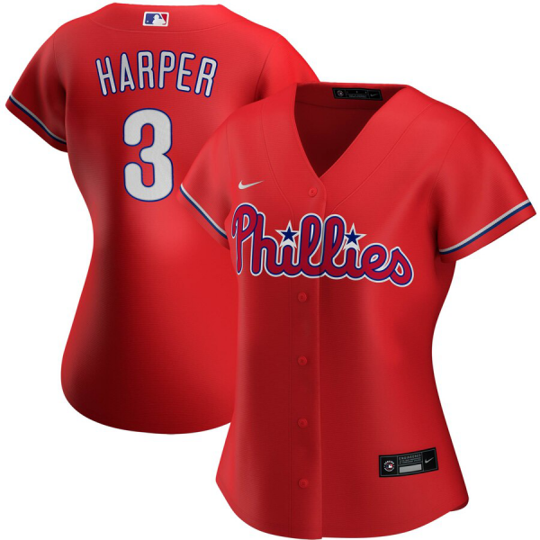 Women's Nike Philadelphia Phillies #3 Bryce Harper Red Alternate 2020 Player Jersey