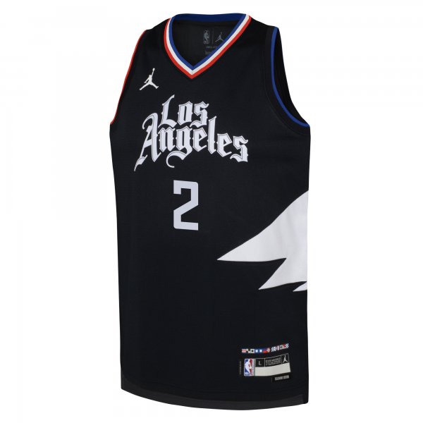 Youth LA Clippers Kawhi Leonard Jordan Brand Black Swingman Jersey - Statement Edition