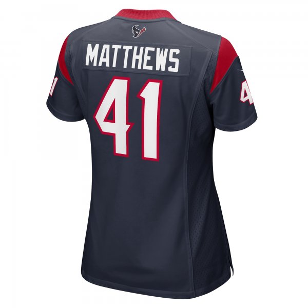 Women's Houston Texans Jesse Matthews Nike  Navy Team Game Jersey