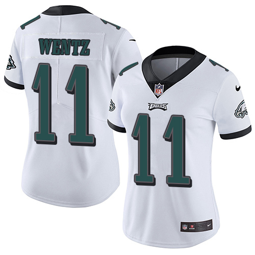 Nike Philadelphia Eagles #11 Carson Wentz White Women's Stitched NFL Vapor Untouchable Limited Jersey