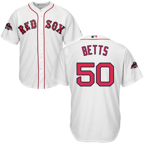 Boston Red Sox #50 Mookie Betts White New Cool Base 2018 World Series Champions Stitched MLB Jersey