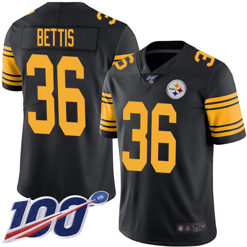 Men's Pittsburgh Steelers #36 Jerome Bettis Black Stitched NFL Limited Rush 100th Season Jersey