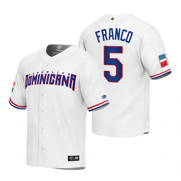 Dominican Republic Baseball Wander Franco White 2023 World Baseball Classic Replica Jersey