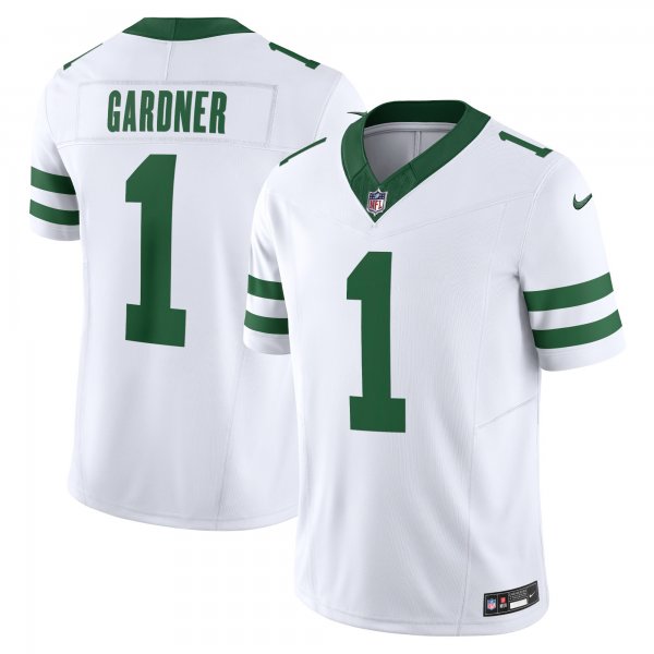 Men's New York Jets #1 Ahmad Sauce Gardner Nike Legacy White Vapor F.U.S.E. Limited Jersey