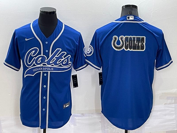 Men's Indianapolis Colts Blank Royal Stitched Baseball Cool Base Jersey