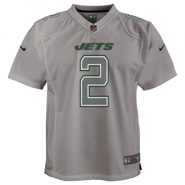 Youth New York Jets Zach Wilson Nike Gray Atmosphere Game Jersey