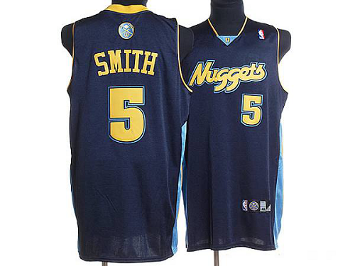 Men's Denver Nuggets #5 J. R. Smith Stitched Dark Blue NBA Jersey