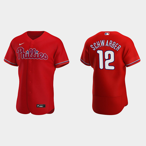 Men's Philadelphia Phillies #12 Kyle Schwarber Red Alternate Flex Base MLB Jersey