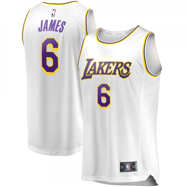 Men's Los Angeles Lakers LeBron James Fanatics White Fast Break Replica Player Jersey - Association Edition