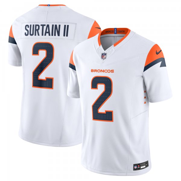 Men's Denver Broncos #2 Patrick Surtain II Nike White Vapor F.U.S.E. Limited Jersey