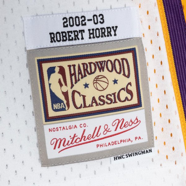 Men's Los Angeles Lakers Robert Horry Mitchell & Ness White 2001/02 Hardwood Classics Swingman Jersey