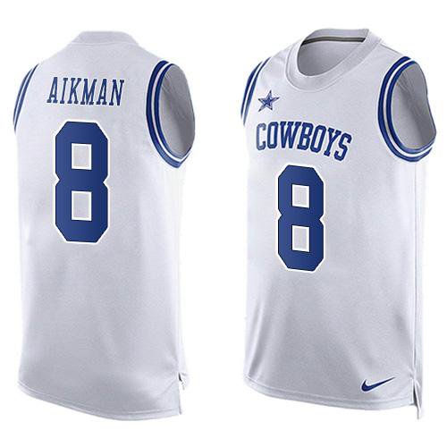 Nike Dallas Cowboys #8 Troy Aikman White Men's Stitched NFL Limited Tank Top Jersey