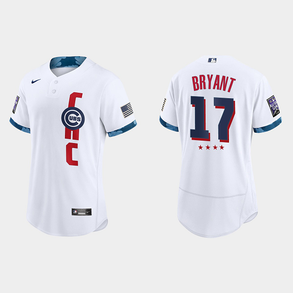 Men's Chicago Cubs #17 Kris Bryant White 2021 MLB All-Star Game Jersey