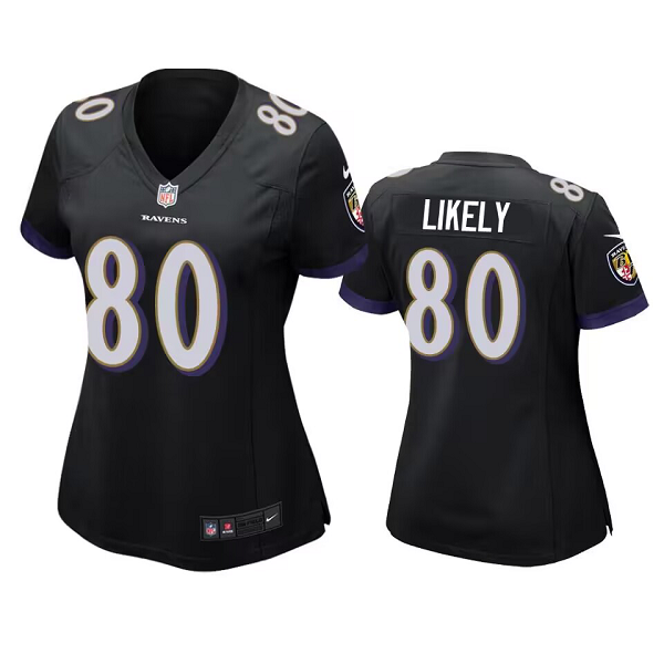 Women's Baltimore Ravens #80 Isaiah Likely Black Limited NFL Jersey