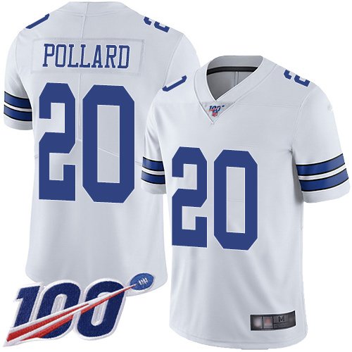 Dallas Cowboys #20 Tony Pollard White Youth Stitched NFL 100th Season Vapor Limited Jersey