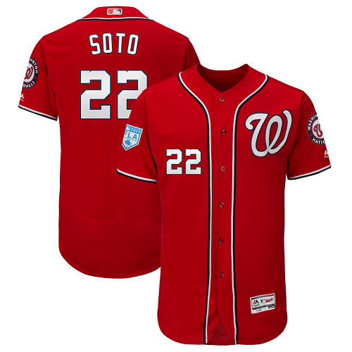 Men's Washington Nationals #22 Juan Soto Majestic Scarlet 2019 Spring Training Flex Base Player MLB Jersey