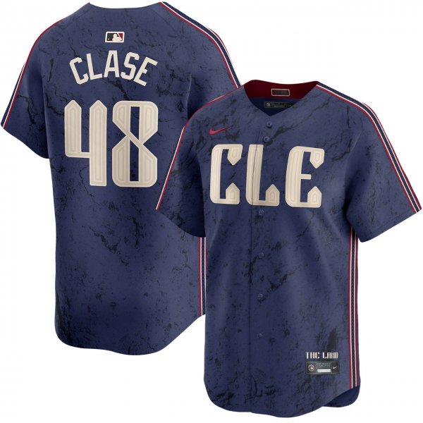 Men's Cleveland Guardians #48 Emmanuel Clase 2024 Navy City Connect Limited MLB Jersey