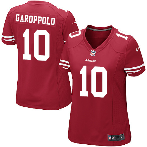 Nike San Francisco 49ers #10 Jimmy Garoppolo Women's Game Red Team Color NFL Jersey