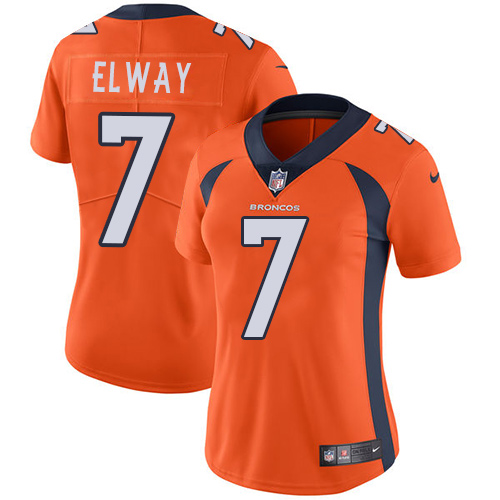 Nike Denver Broncos #7 John Elway Orange Team Color Women's Stitched NFL Vapor Untouchable Limited Jersey