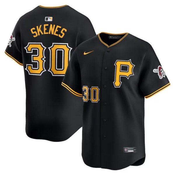 Men's Pittsburgh Pirates #30 Paul Skenes Nike Black Alternate Limited Player Jersey