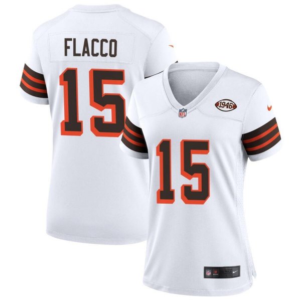 Women's Cleveland Browns #15 Joe Flacco Nike White Vapor Untouchable Limited Stitched NFL Jersey