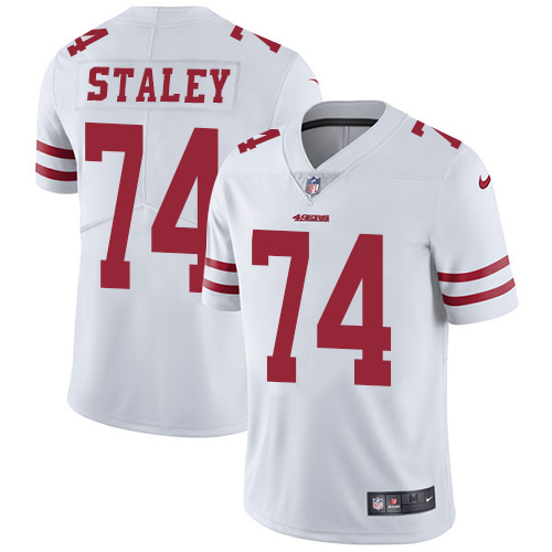 Men's Nike San Francisco 49ers #74 Joe Staley White Stitched NFL Vapor Untouchable Limited Jersey