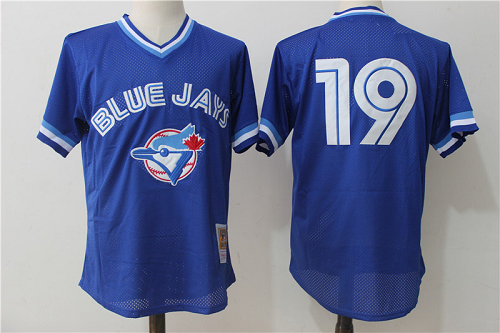 Mitchell and Ness Toronto Blue Jays #19 Jose Bautista Blue MLB Jersey