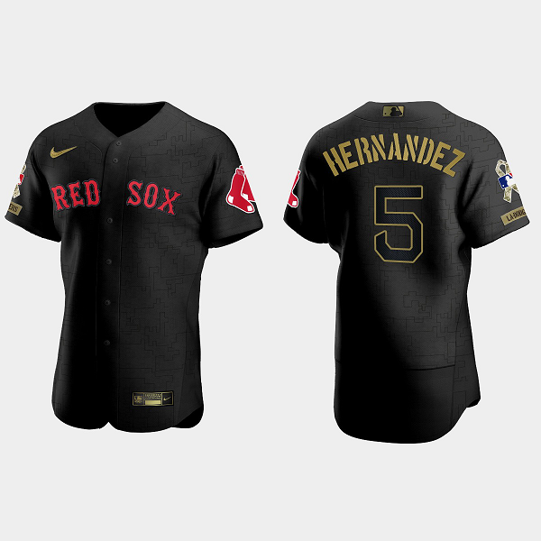 Men's Boston Red Sox #5 Enrique Hernandez 2021 Salute to Service Flex Base MLB Jersey - All Black