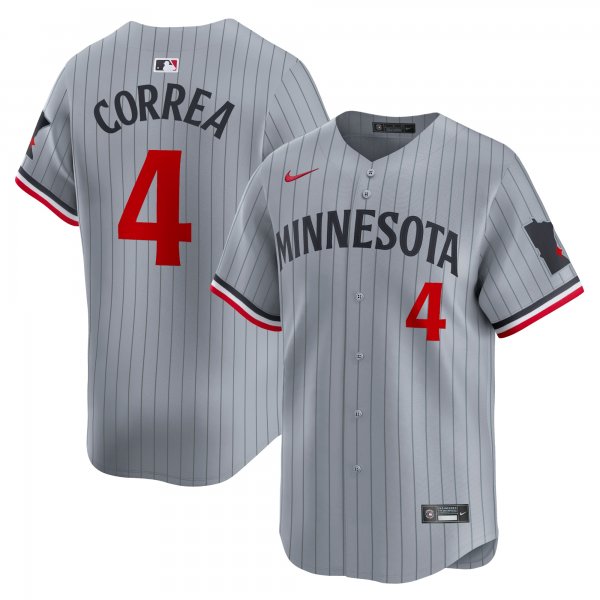 Men's Minnesota Twins Carlos Correa Nike Gray Road Limited Player Jersey